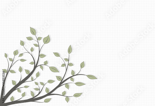 Wallpaper Mural Tree branch with leaves with space for text on a notebook sheet in vintage style Torontodigital.ca