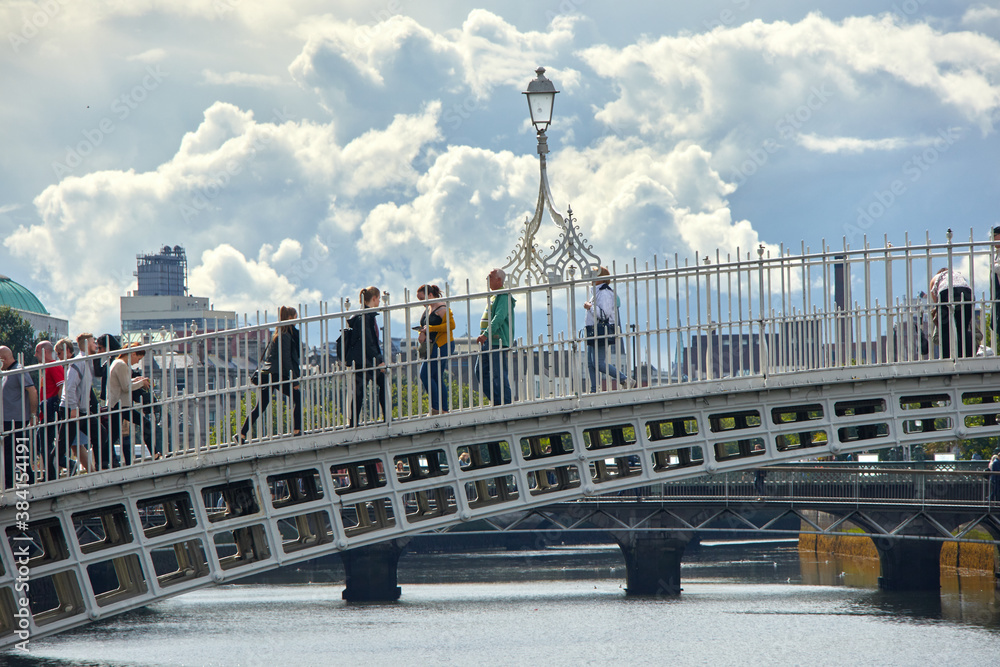The Ha'penny bridge in Dublin City, Ireland