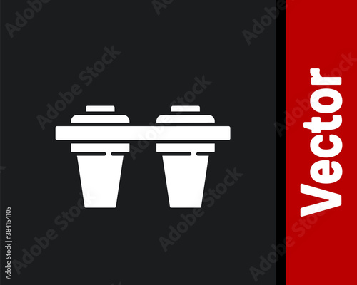 White Water filter icon isolated on black background. System for filtration of water. Reverse osmosis system. Vector Illustration.