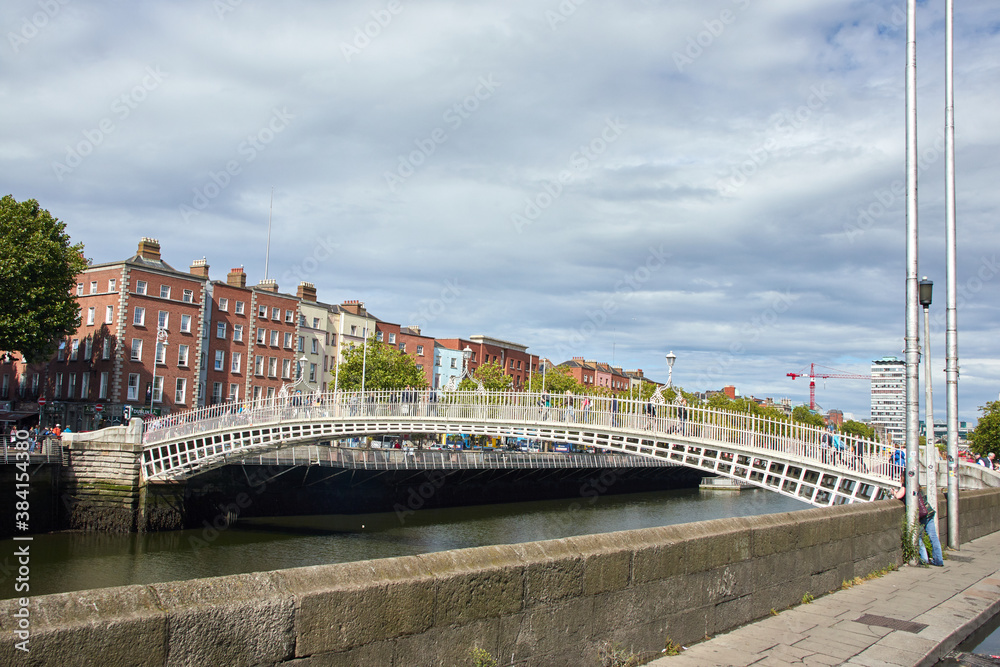 The Ha'penny bridge in Dublin City, Ireland