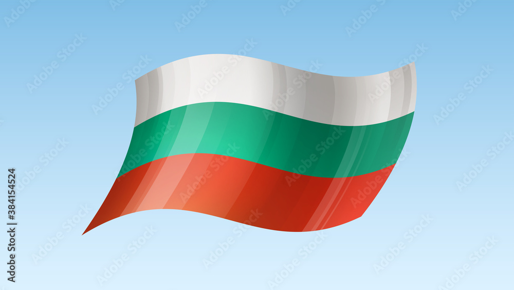Fototapeta premium Bulgaria flag state symbol isolated on background national banner. Greeting card National Independence Day of the Republic of Bulgaria. Illustration banner with realistic state flag.