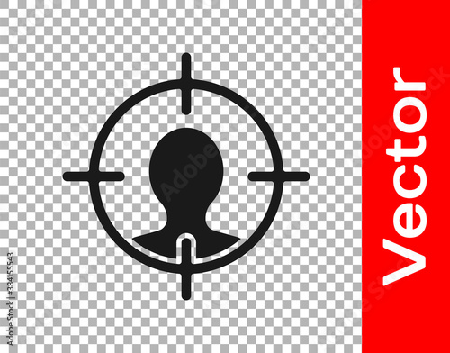 Black Head hunting concept icon isolated on transparent background. Business target or Employment sign. Human resource and recruitment. Vector Illustration.