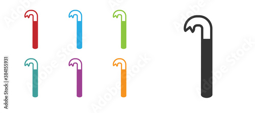 Black Crowbar icon isolated on white background. Set icons colorful. Vector Illustration.