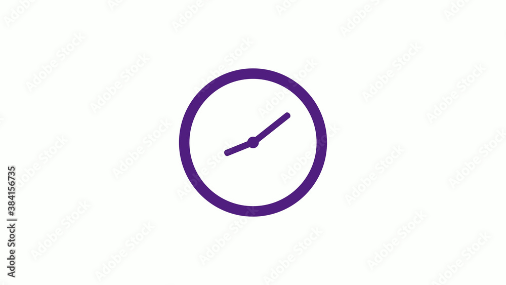 Purple dark circle clock isolated on white background,12 hours clock icon without trick Purple dark circle clock isolated on white background,12 hours clock icon without trick