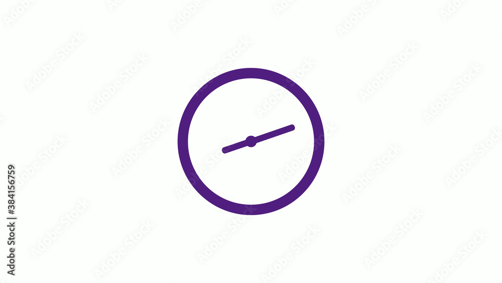 Purple dark circle clock isolated on white background,12 hours clock icon without trick Purple dark circle clock isolated on white background,12 hours clock icon without trick