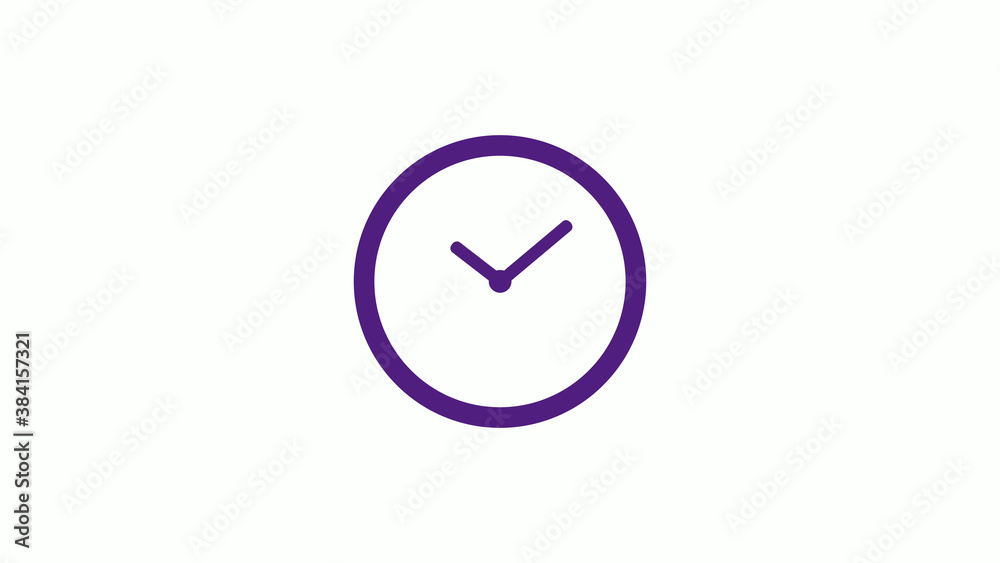 Purple dark circle clock isolated on white background,12 hours clock icon without trick Purple dark circle clock isolated on white background,12 hours clock icon without trick