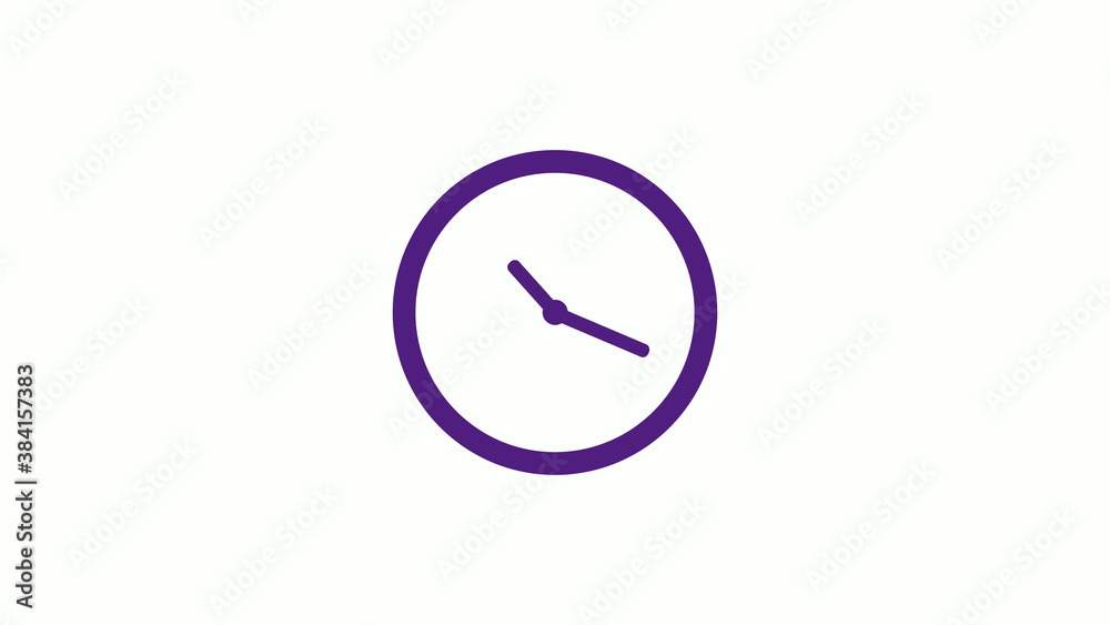 Purple dark circle clock isolated on white background,12 hours clock icon without trick Purple dark circle clock isolated on white background,12 hours clock icon without trick