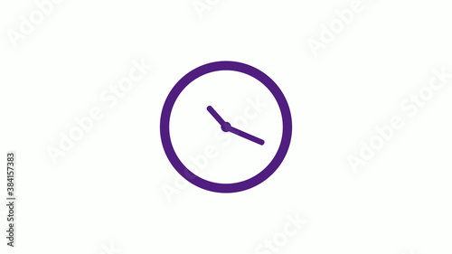 Purple dark circle clock isolated on white background,12 hours clock icon without trick