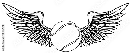 winged icon featuring tennis ball vector illustration