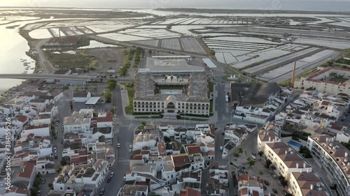 The beautiful town hall of Tavira, Portugal during sunset on a beautiful summers day