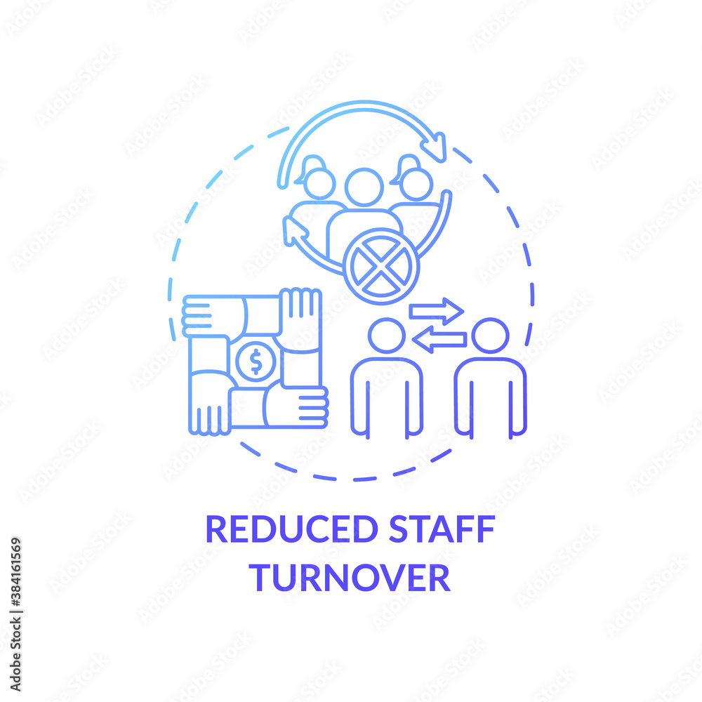 Reduced staff turnover concept icon. Gender diversity policy benefits. Cooperetion guide. Team working organizing tutorial idea thin line illustration. Vector isolated outline RGB color drawing Reduced staff turnover concept icon. Gender diversity policy benefits. Cooperetion guide. Team working organizing tutorial idea thin line illustration. Vector isolated outline RGB color drawing