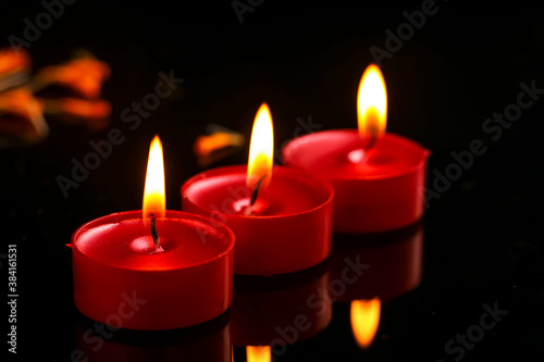 Indian festival diwali   candle on dark background