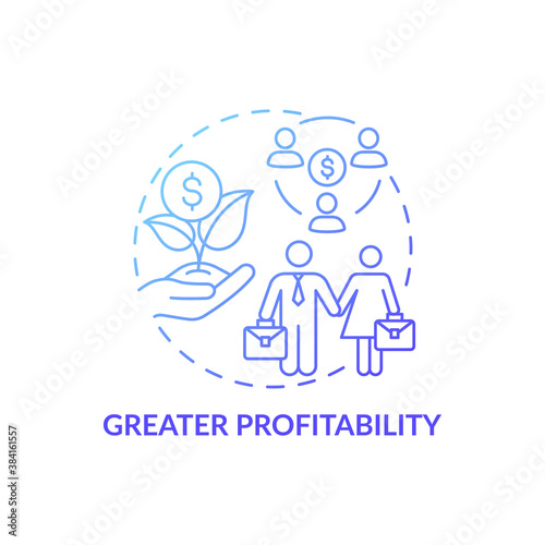 Greater profitability concept icon. Gender diversity policy benefits. Better money bank account organization idea thin line illustration. Vector isolated outline RGB color drawing