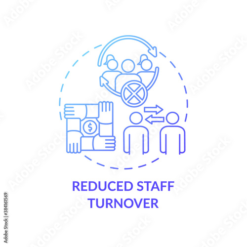 Reduced staff turnover concept icon. Gender diversity policy benefits. Cooperetion guide. Team working organizing tutorial idea thin line illustration. Vector isolated outline RGB color drawing