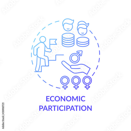 Economic participation concept icon. Gender gap criteria. Money mananging advices. Accounts controling guides idea thin line illustration. Vector isolated outline RGB color drawing