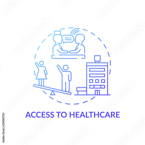 Access to healthcare concept icon. Gender gap criteria problem. Getting best body treatment. Health improvement idea thin line illustration. Vector isolated outline RGB color drawing