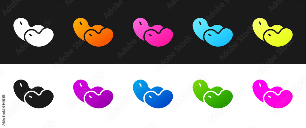 Set Beans icon isolated on black and white background. Vector.