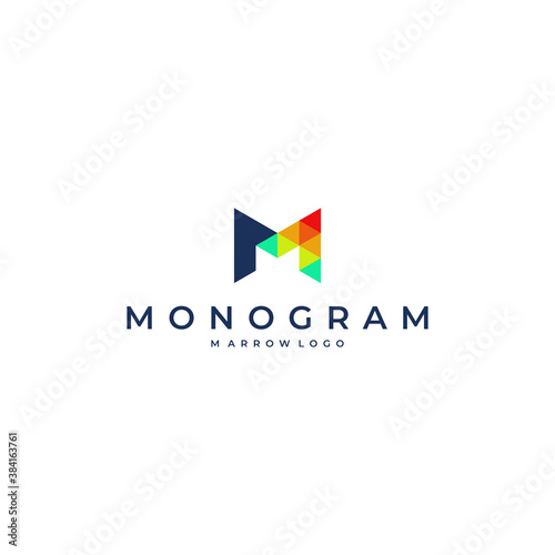 M logo design modern simple clean vector with symbols arrow and white background