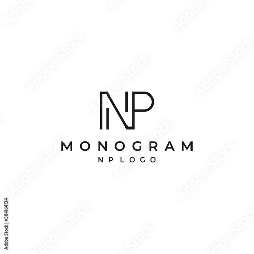 NP logo design modern simple initials vector with white background