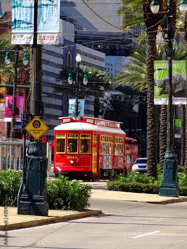 Bild auf Leinwand North America, United States, Louisiana, New Orleans streetcar