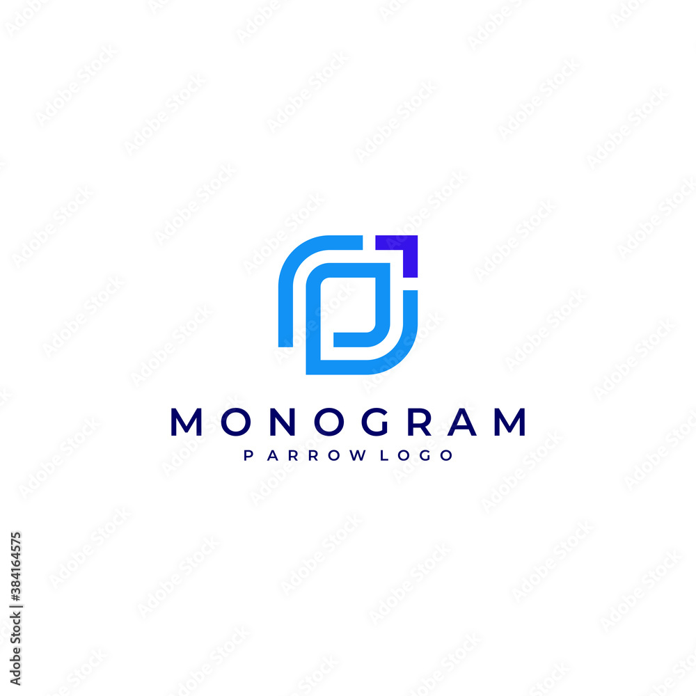 P logo design modern simple vector with symbols arrow and white background - obrazy, fototapety, plakaty 