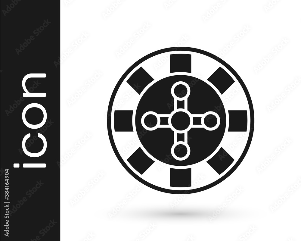 Black Casino roulette wheel icon isolated on white background. Vector. Black Casino roulette wheel icon isolated on white background. Vector.