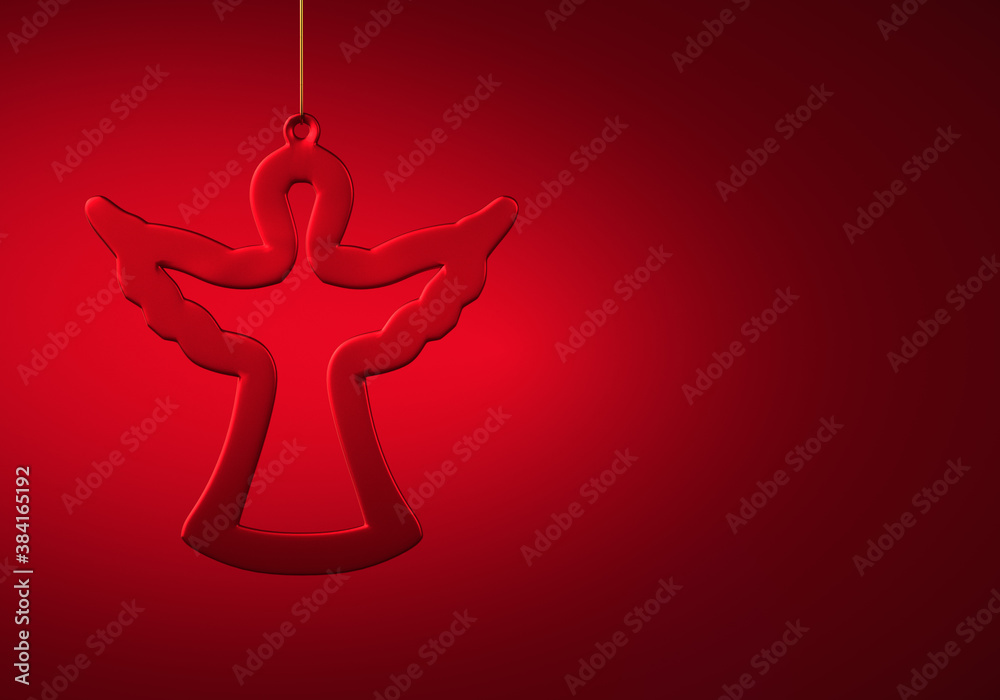 hanging glass silhouettes of angel against burgundy red background. hanging glass silhouettes of angel against burgundy red background.