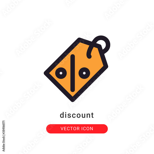 discount icon vector illustration. discount icon lineal color design.