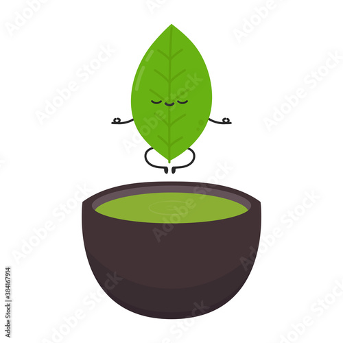 Tea leaves character. tea leaves on white background. wallpaper. Matcha character design.