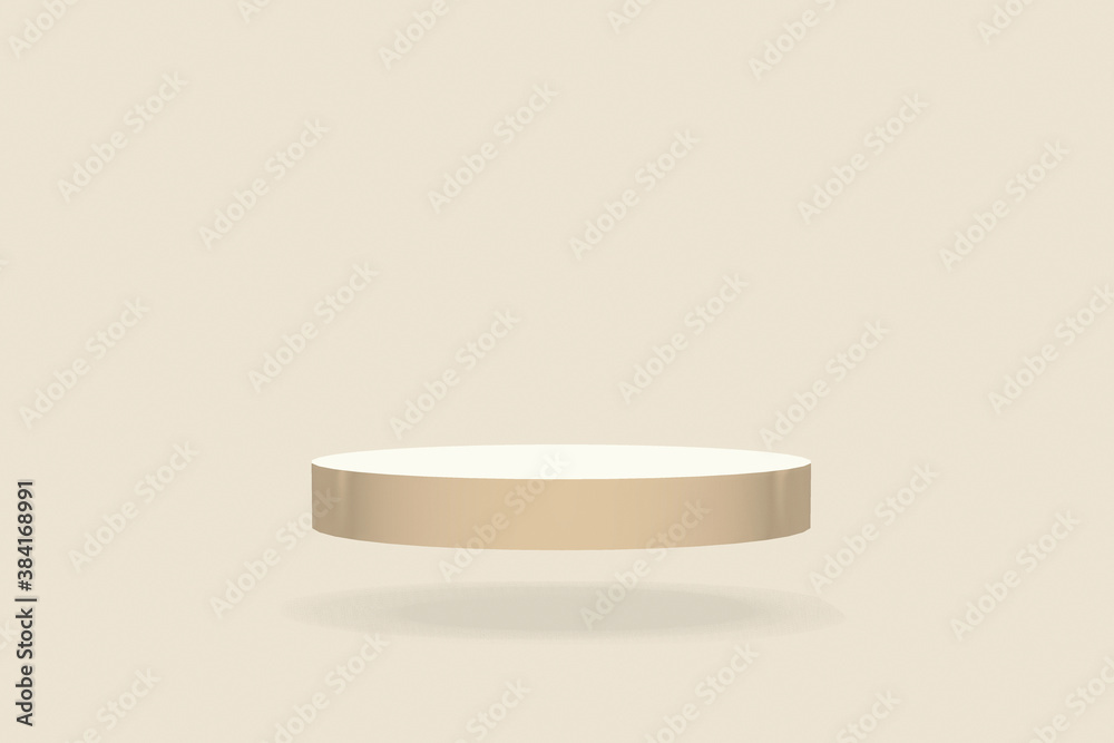 Flying in air abstract empty podium of cylinder shape on pastel background. 3D Rendering. Minimal concept. Flying in air abstract empty podium of cylinder shape on pastel background. 3D Rendering. Minimal concept.