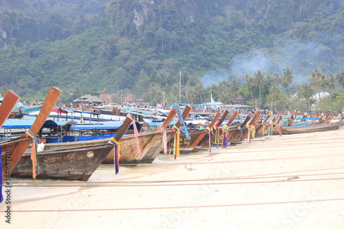 boats on the beach at krabi