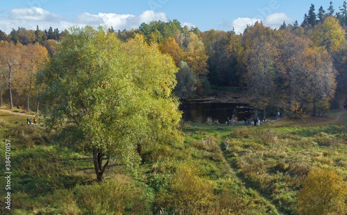 Barsky pond in the village of Serednikovo, the place of creativity of the poet Lermontov (Russia)