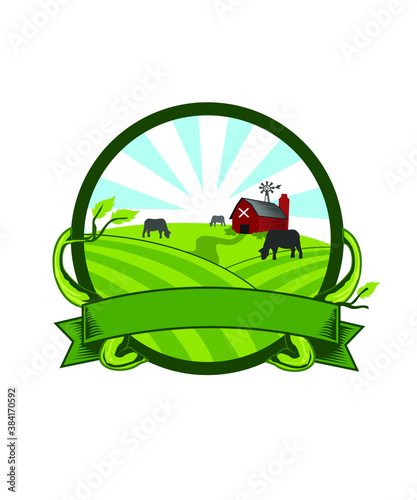 green tractor with grass farm logo in vector