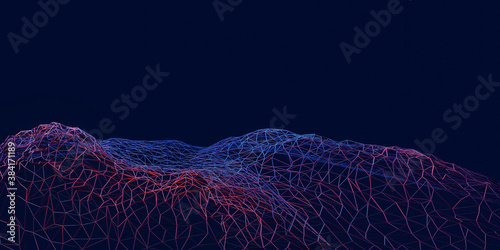 wireframe, big data, abstract, mountain, geometric, background, line, blue, technology, mesh, violet, graphic, surface, texture, landscape, terrain, design, illustration, grid, futuristic, network, di