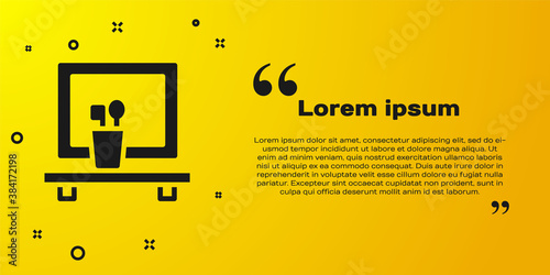 Black Washbasin mirror icon isolated on yellow background. Bathroom interior with a mirror. Vector.