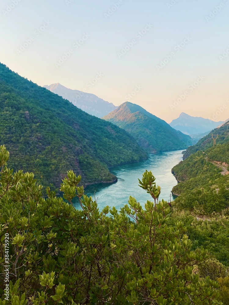 Beautiful view of mountains and river in Albania