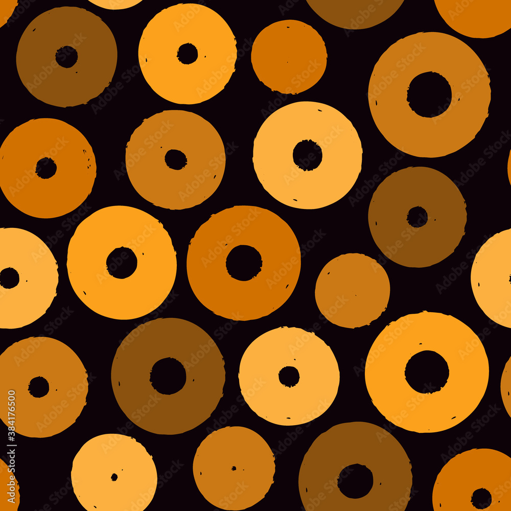 Fototapeta premium Polka dot paint brush seamless pattern. Freehand grunge design background. Circle ornament. Handdrawn geometric print