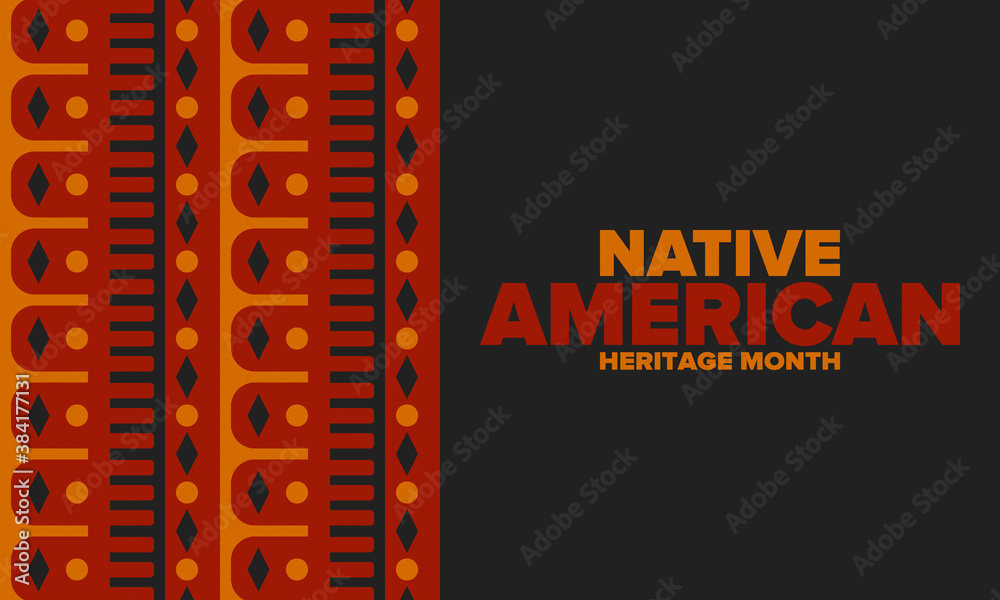 Obraz premium Native American Heritage Month in November. American Indian culture. Celebrate annual in United States. Tradition pattern. Poster, card, banner and background. Vector ornament, illustration