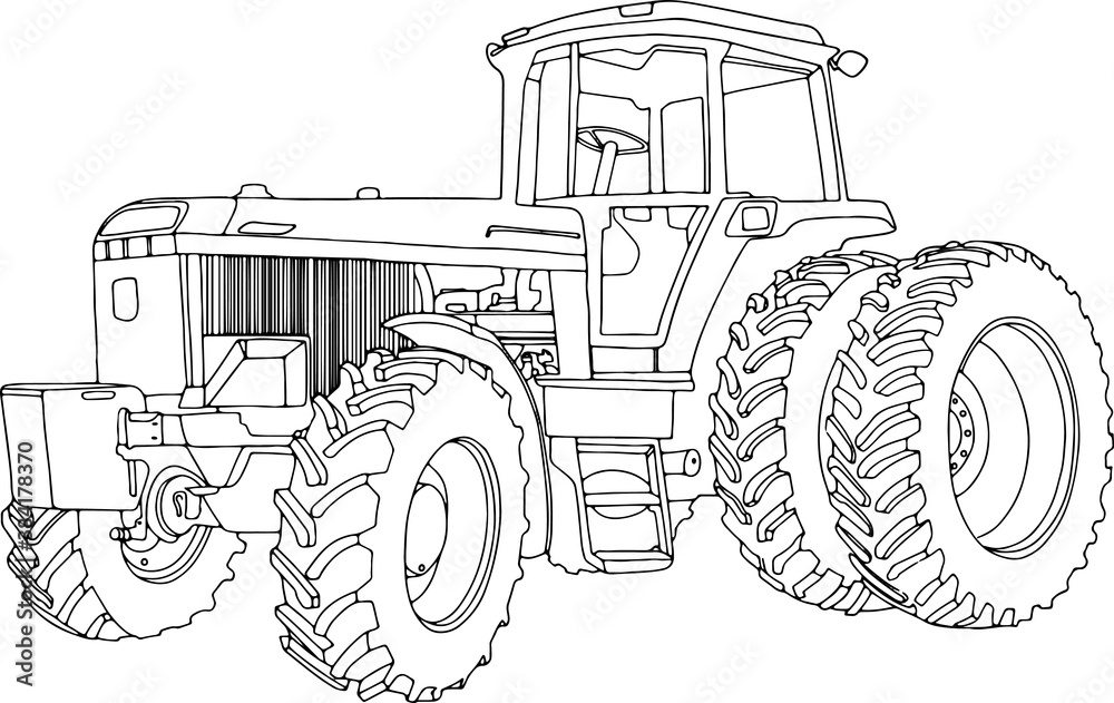Vector drawing of the tractor. The drawing is inspired by a real