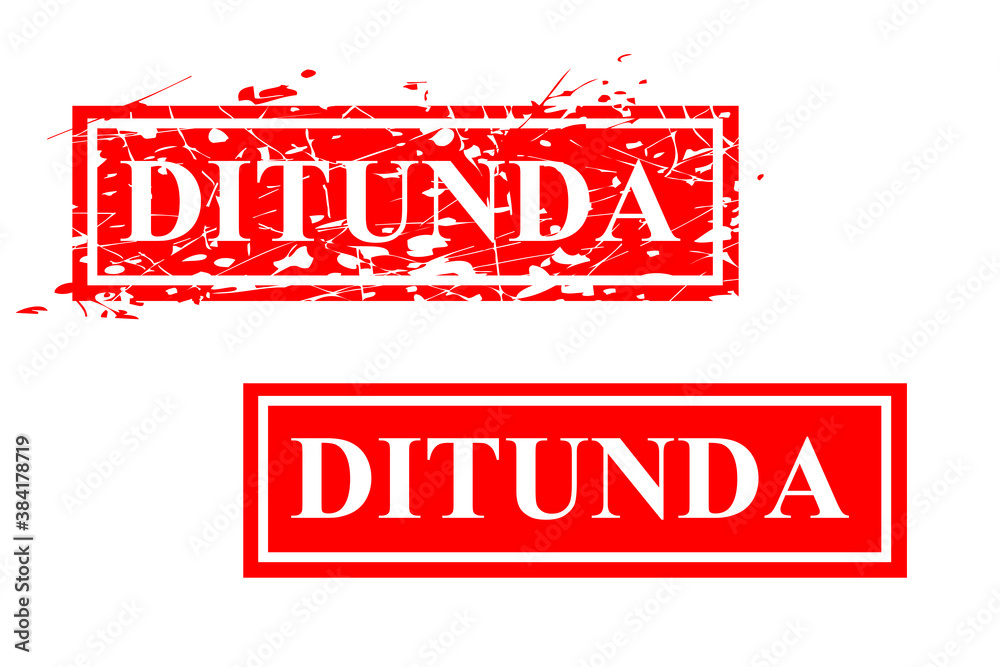 Simple Red Rusty Vector Rubber Stamp Effect, ditunda or cancel in indonesia language