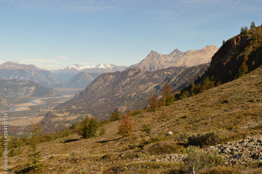 Fototapeta premium Hiking and climbing up to the Cerro Castillo Mountain in the national reserve of Patagonia, Chile