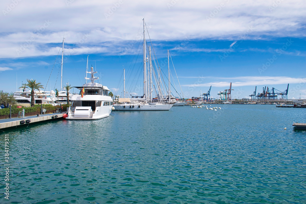 Marina with sailboats in Valencia