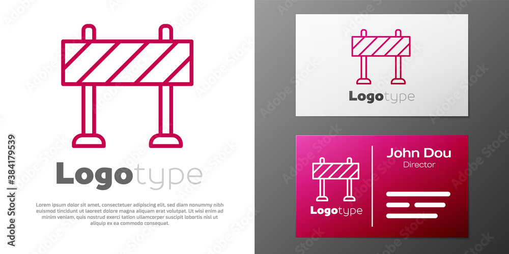 Logotype line Road barrier icon isolated on white background. Symbol of ...