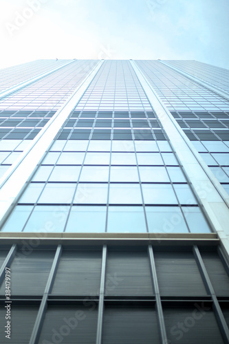 Glass facade of modern office building close-up