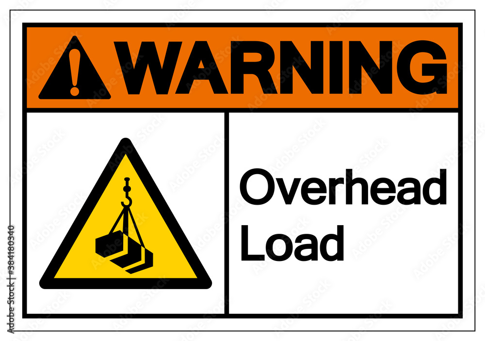 Warning Overhead Load Symbol, Vector Illustration, Isolated On White Background Label. EPS10