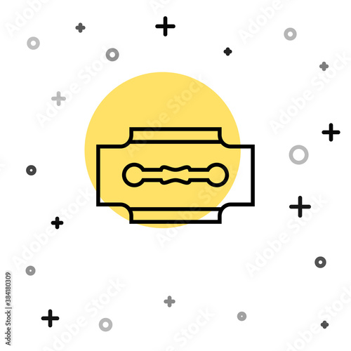Black line Blade razor icon isolated on white background. Random dynamic shapes. Vector.
