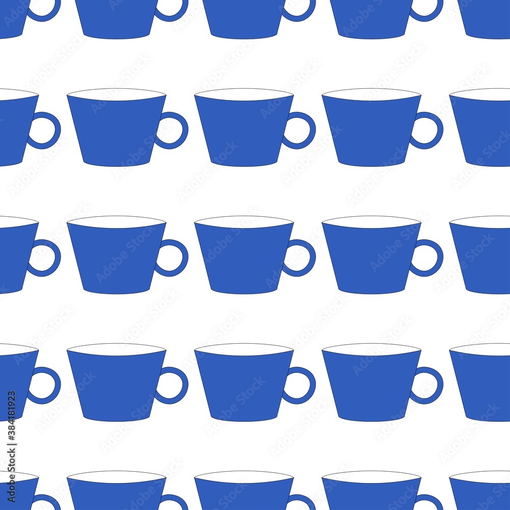 Seamless pattern with a beautiful blue pastel cup on a white background. Vintage prints in flat style for interior. Stock vector illustration for decor and design, fabric.
Seamless pattern with a beautiful blue pastel cup on a white background. Vintage prints in flat style for interior. Stock vector illustration for decor and design, fabric.