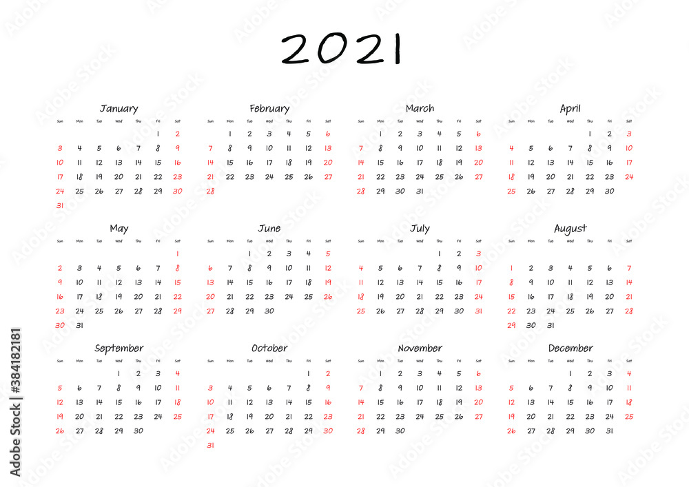  Calendar 2021, diary monthly planner