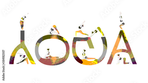 Set of yoga positions, Beautiful colorful shape with Yoga,yoga vector