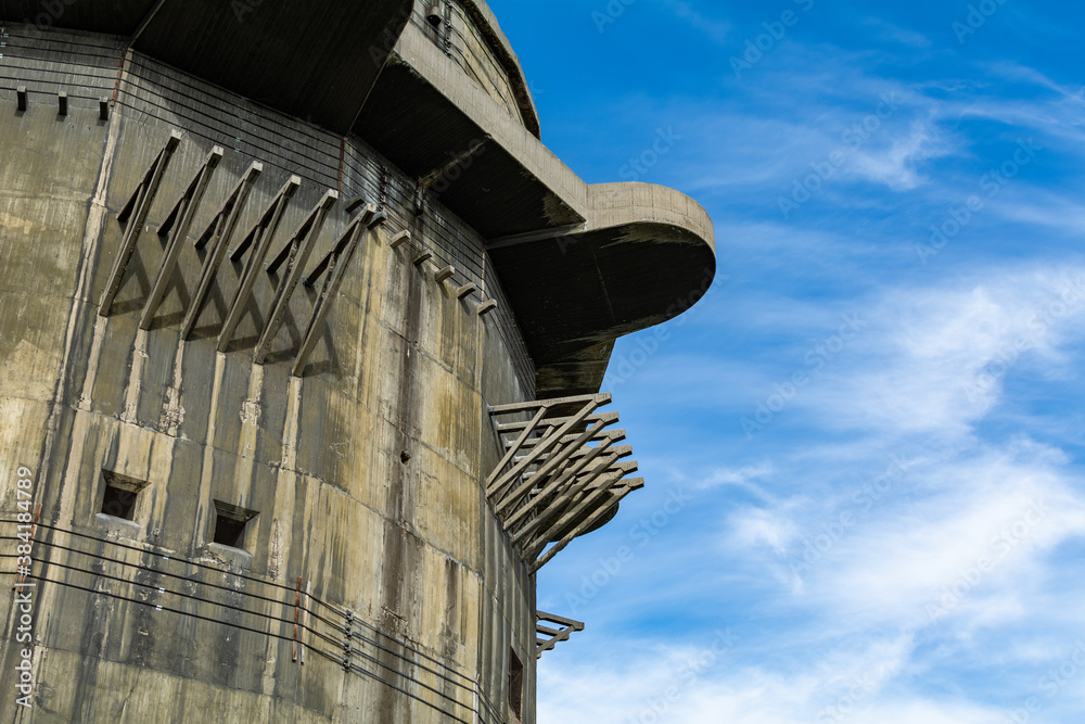 Old third Reich Air Defence Tower (Flakturm) in the Augarten park in Vienna, Austria. Anti-aircraft tower of World War II Old third Reich Air Defence Tower (Flakturm) in the Augarten park in Vienna, Austria. Anti-aircraft tower of World War II